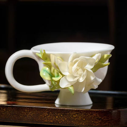Limited Time Offer · Handcrafted Heritage Porcelain Cup – Magnolia Blossoms Growing from the Surface | Zen Ara Grove