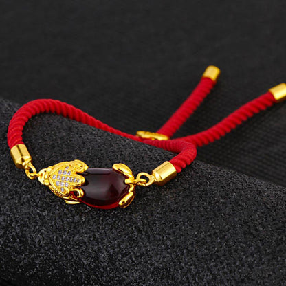 Handwoven Red Cord Pixiu Bracelet — Symbol of Prosperity | Zen Ara Grove