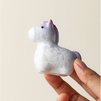 Ceramic Horse Figurine with Gradient Purple Crystalline Glaze – Artistic Shine and Serenity | Zen Ara Grove