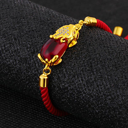 Handwoven Red Cord Pixiu Bracelet — Symbol of Prosperity | Zen Ara Grove