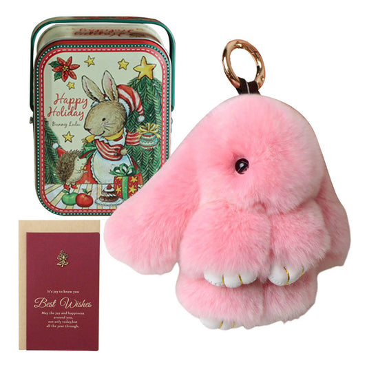 Fluffy Bunny Keychain – Symbol of Warm Blessing | Zen Ara Grove