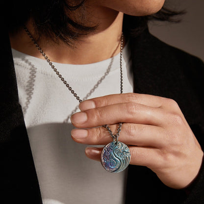 Yin Yang Silver Pendant with Fire & Water Elements – Balance & Harmony | Zen Ara Grove