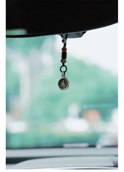 Zen Circle Pendant｜Gold Buddha in Silver Mandala