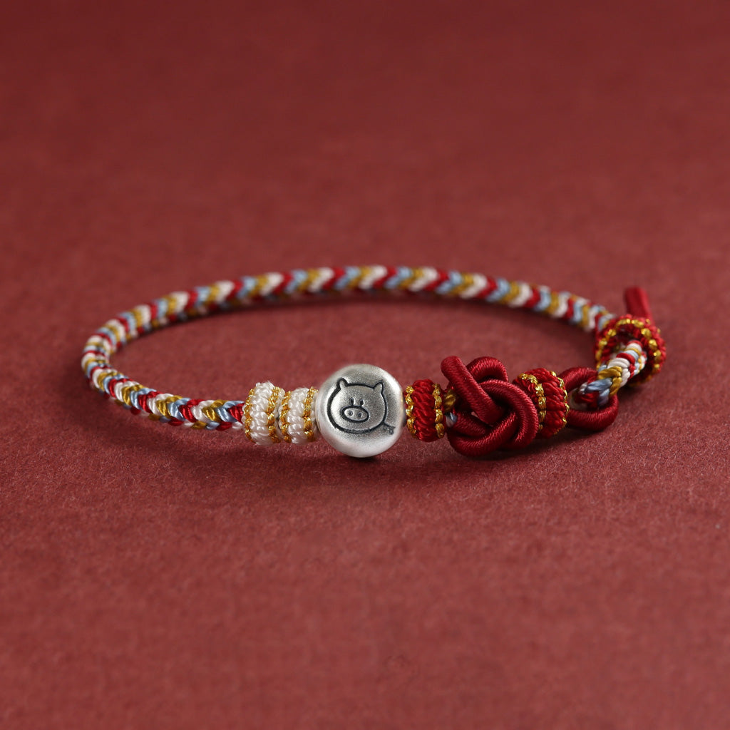999 Silver 12 Zodiac Bead Braided Multi‑Color Adjustable Bracelet –Fortune & Peace | Zen Ara Grove