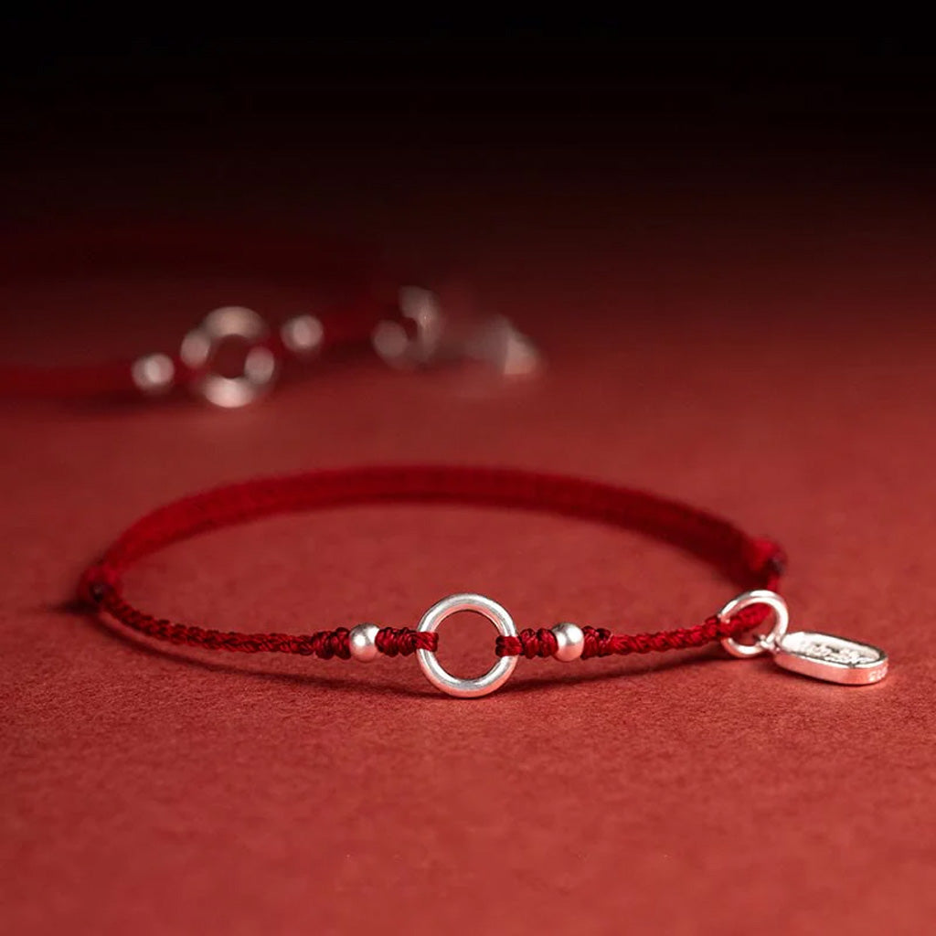 Adjustable Red Cord Bracelet or Anklet with Symbolic Charms — Good Wishes