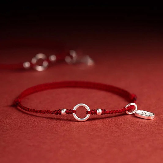 Adjustable Red Cord Bracelet or Anklet with Symbolic Charms — Good Wishes