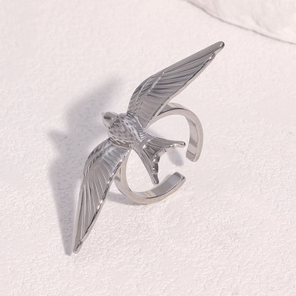 Adjustable Stainless Steel Peace Dove Ring – Symbol of Hope and Harmony | Zen Ara Grove