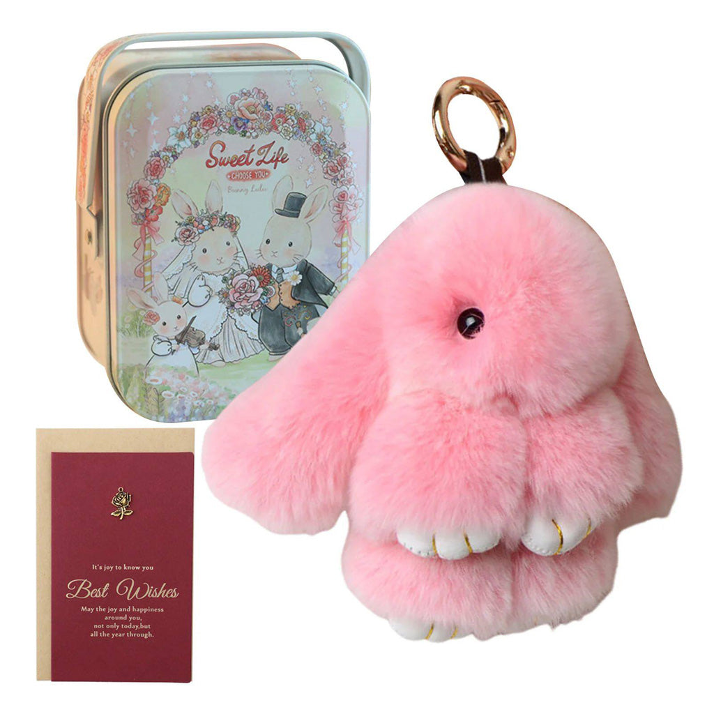 Fluffy Bunny Keychain – Symbol of Warm Blessing | Zen Ara Grove