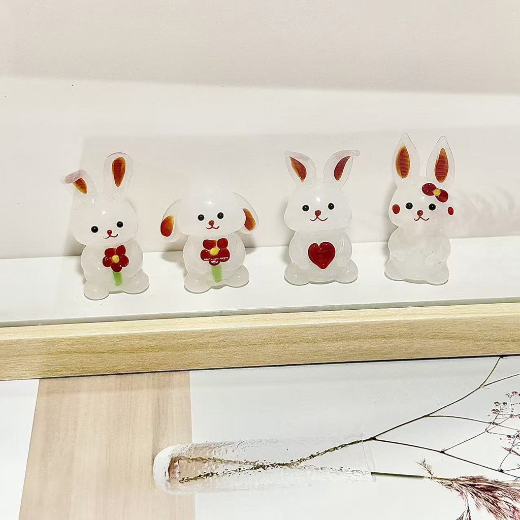 "Bunny Gathering"Handcrafted Glass Figurines – A Scene of Joy and Innocence  | Zen Ara Grove