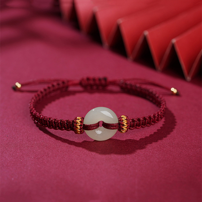 Hetian Jade Safety Knot Handwoven Bracelet – Luck & Prosperity | Zen Ara Grove