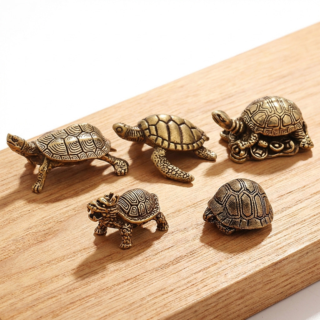 Handcrafted Brass Turtle Figurine Set – Symbols of Longevity, Protection & Good Fortune | Zen Ara Grove