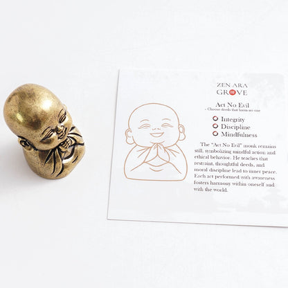 Solid Brass "The Meaning Behind the Pose of the Monks" — Meaning Card Set | Zen Ara Grove