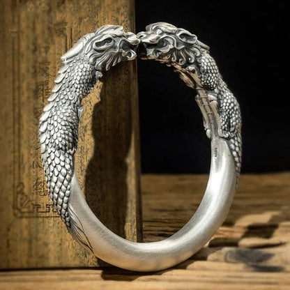Dual Pixiu Open Cuff Bracelet – Charm of Wealth and Protection