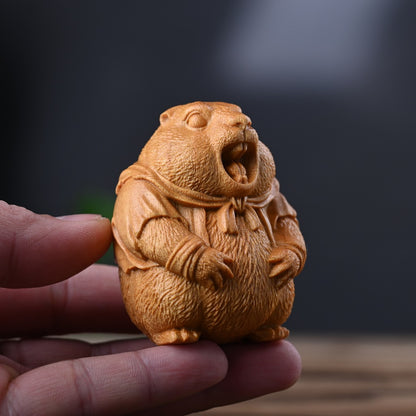 Handcrafted Marmot Desk Ornament – Premium Golden Sandalwood & Juniper Blend | Zen Ara Grove