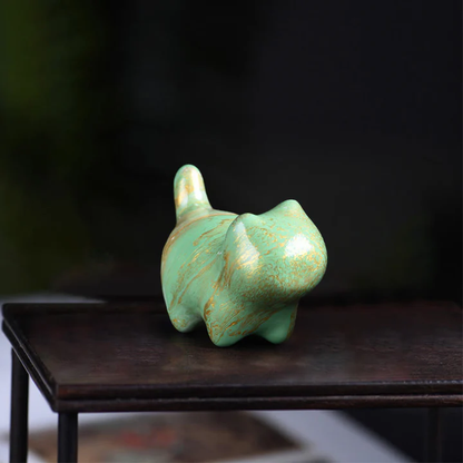 Mini Lovely Cat Ebony Wood Lacquer Craft Peace Decoration  | Zen Ara Grove