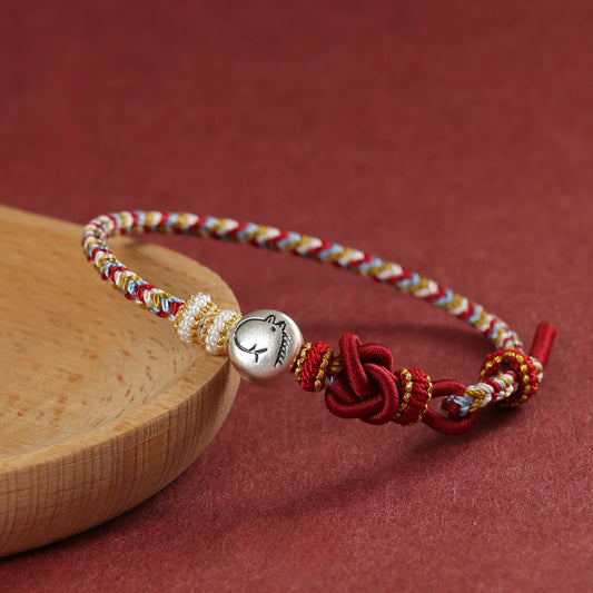 999 Silver 12 Zodiac Bead Braided Multi‑Color Adjustable Bracelet –Fortune & Peace | Zen Ara Grove