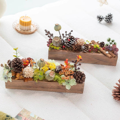Handmade Silk Blossom Décor with Wooden Planter – Serenity in Bloom | Zen Ara Grove