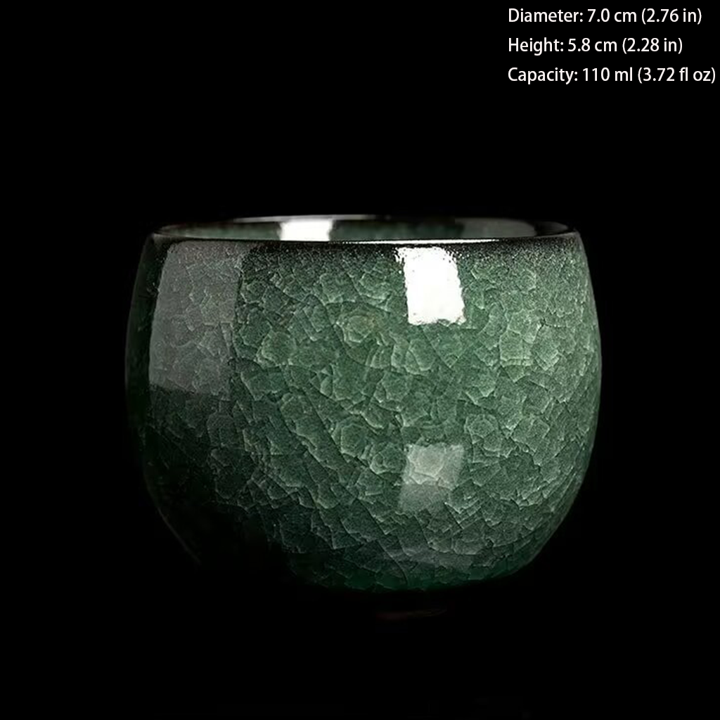 Handcrafted Ceramic Teacup with Unique Ice Crack Pattern | Zen Ara Grove
