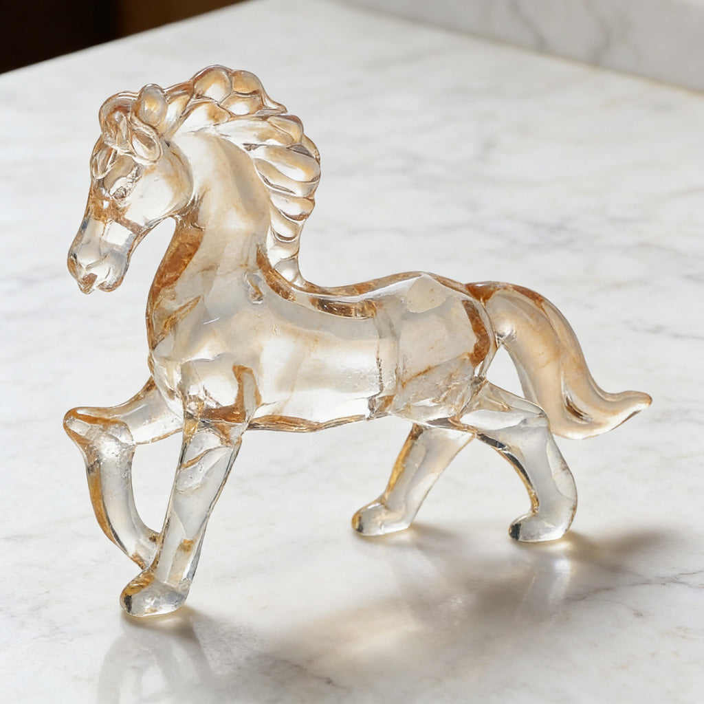 Handcrafted Crystal Glass Horse Ornament – Capturing Movement, Spirit, and Balance | Zen Ara Grove