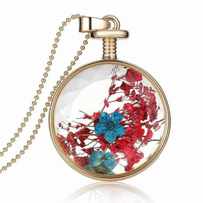 Round Real Flower Necklace – Nature’s Beauty, Forever Close | Zen Ara Grove