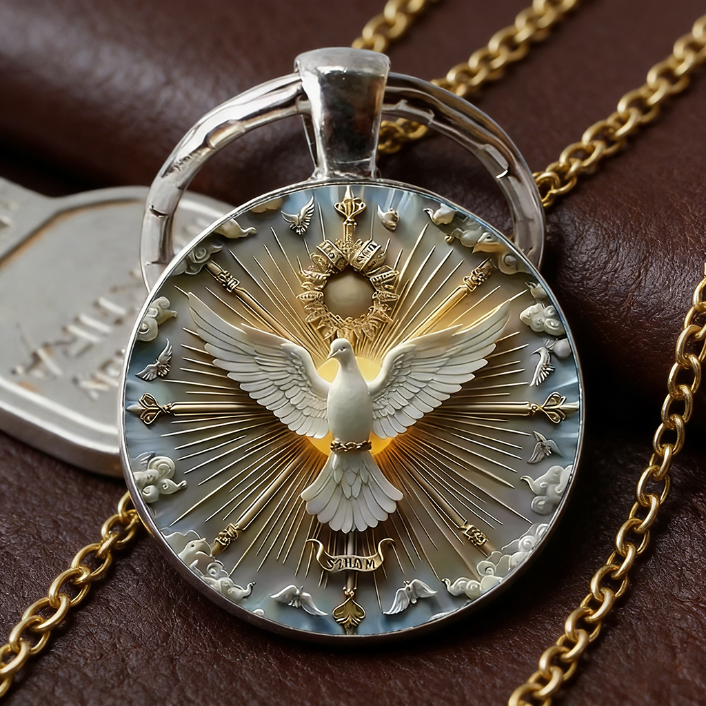 Golden Peace Dove Glass Pendant Keychain – Symbol of Freedom and Harmony | Zen Ara Grove