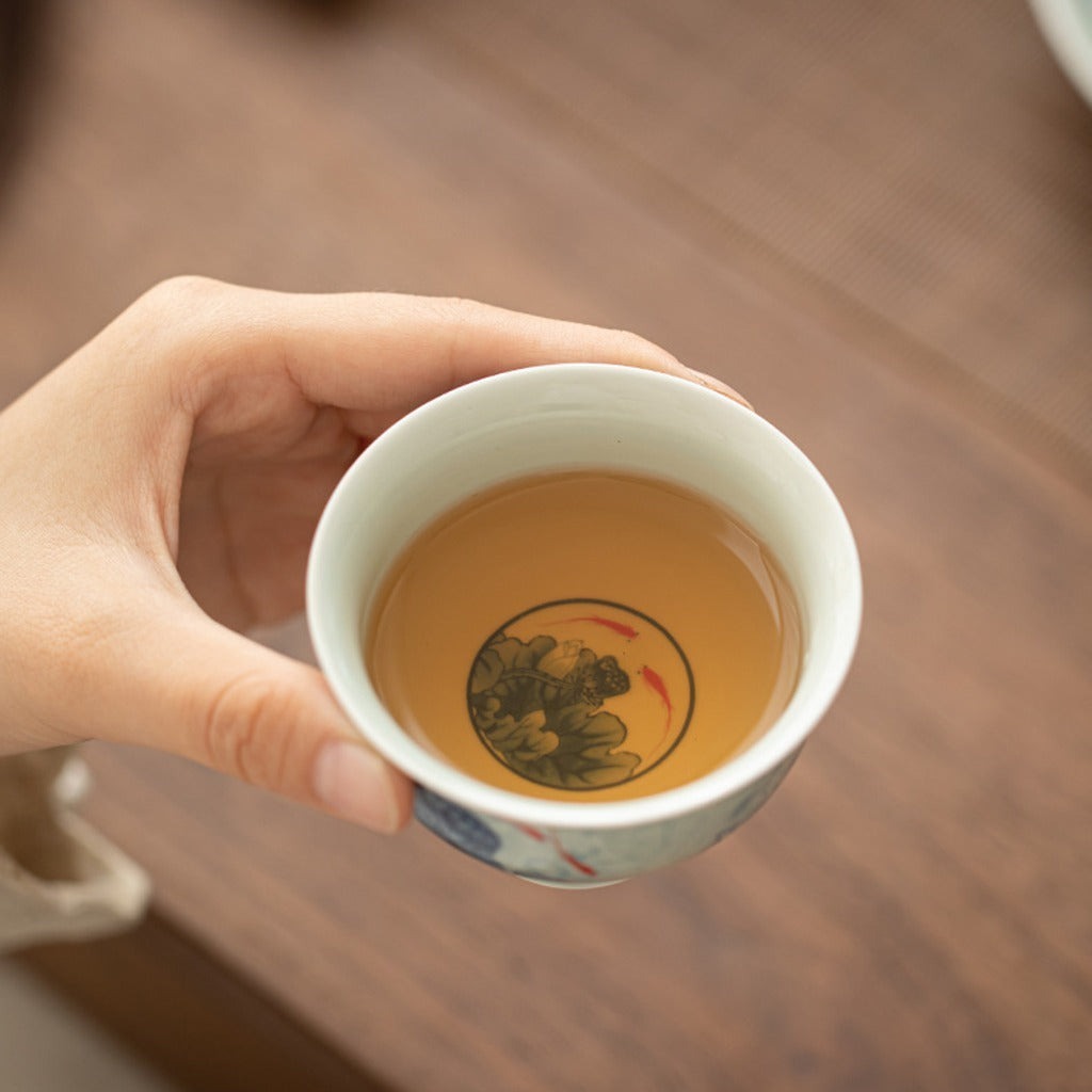 Antique-Style Celadon Blue-and-White Single Cup – Handcrafted Ceramic Tea Ware | Zen Ara Grove