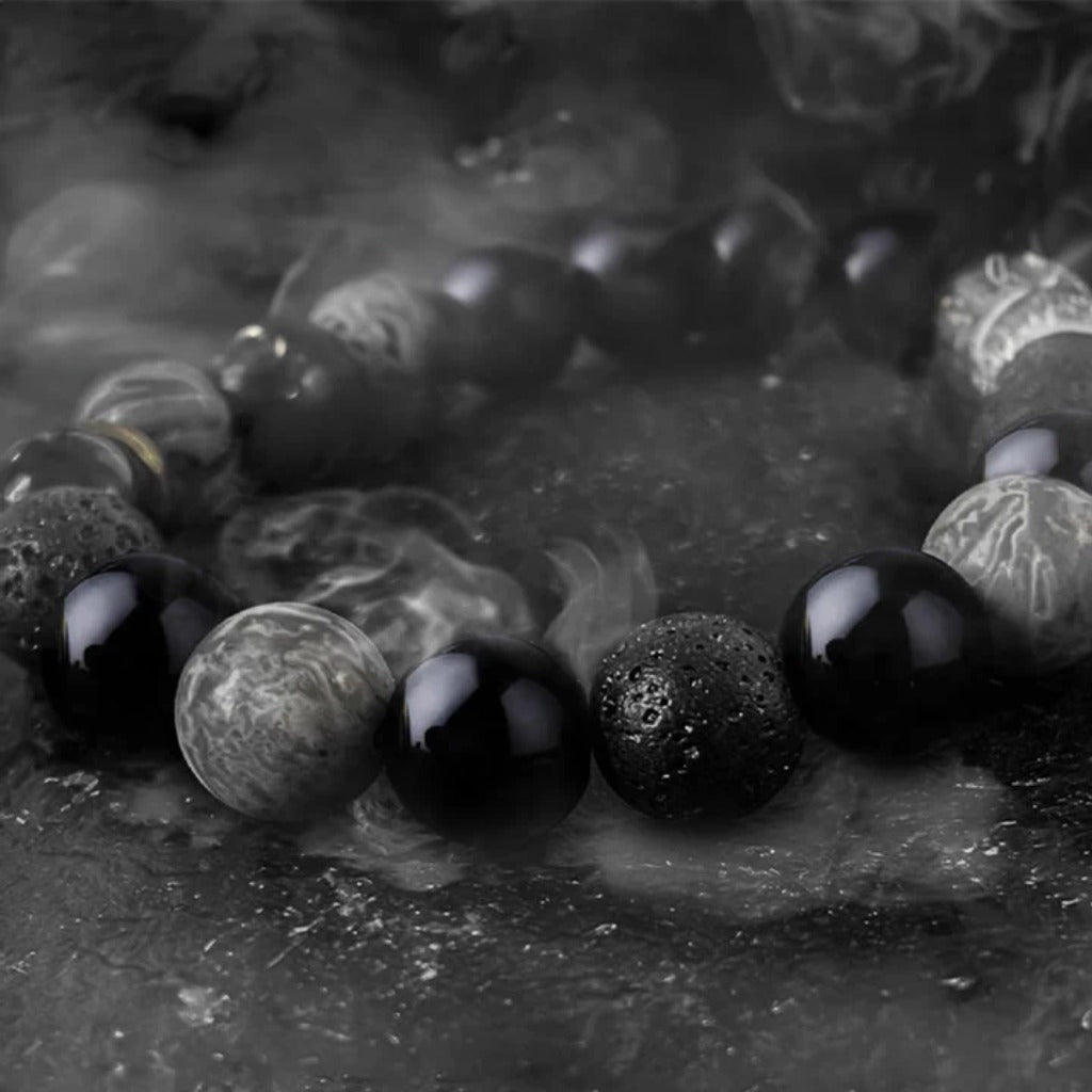 Handmade Adjustable Cord – Volcanic Stone & Polished Obsidian, Galaxy Style | Zen Ara Grove