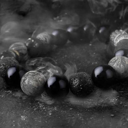 Handmade Adjustable Cord – Volcanic Stone & Polished Obsidian, Galaxy Style | Zen Ara Grove