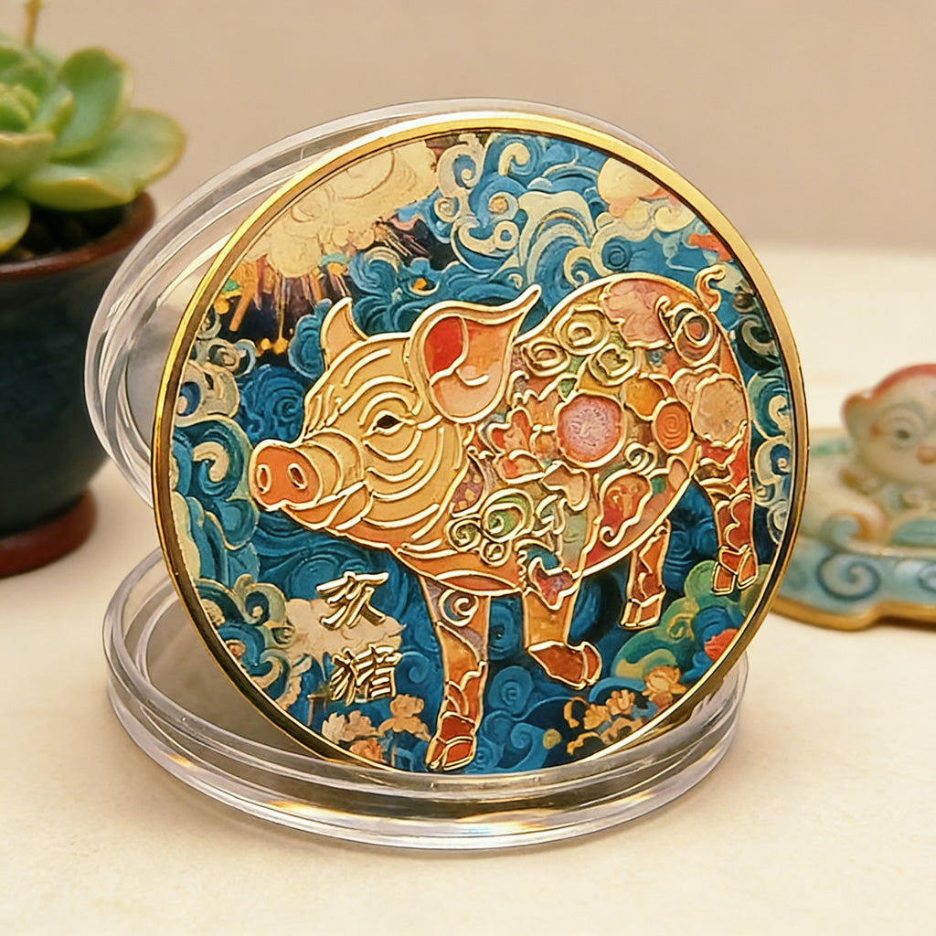 Colorful 12 Zodiac Challenge Coin Collection – Fortune & Harmony | Zen Ara Grove