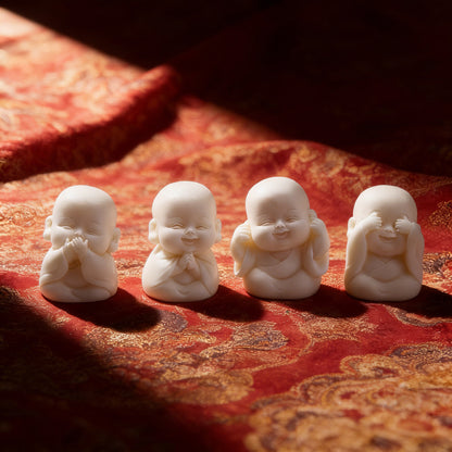 Limited Time Offer · Hand-Carved Tagua Nut "The Four Little Zen Monks" Figurines | Zen Ara Grove