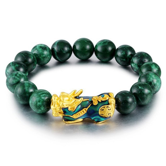 Jade-Tone Pixiu Sand-Gold Inspired Protection Bracele | Zen Ara Grove