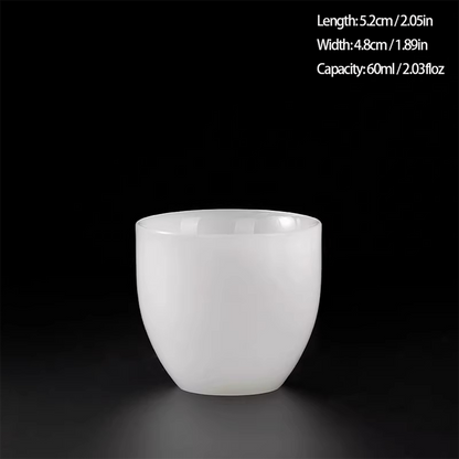 Ivory Glaze Thumb-Ring Teacup – Jade-Like Luster, Cool Smooth Touch | Zen Ara Grove