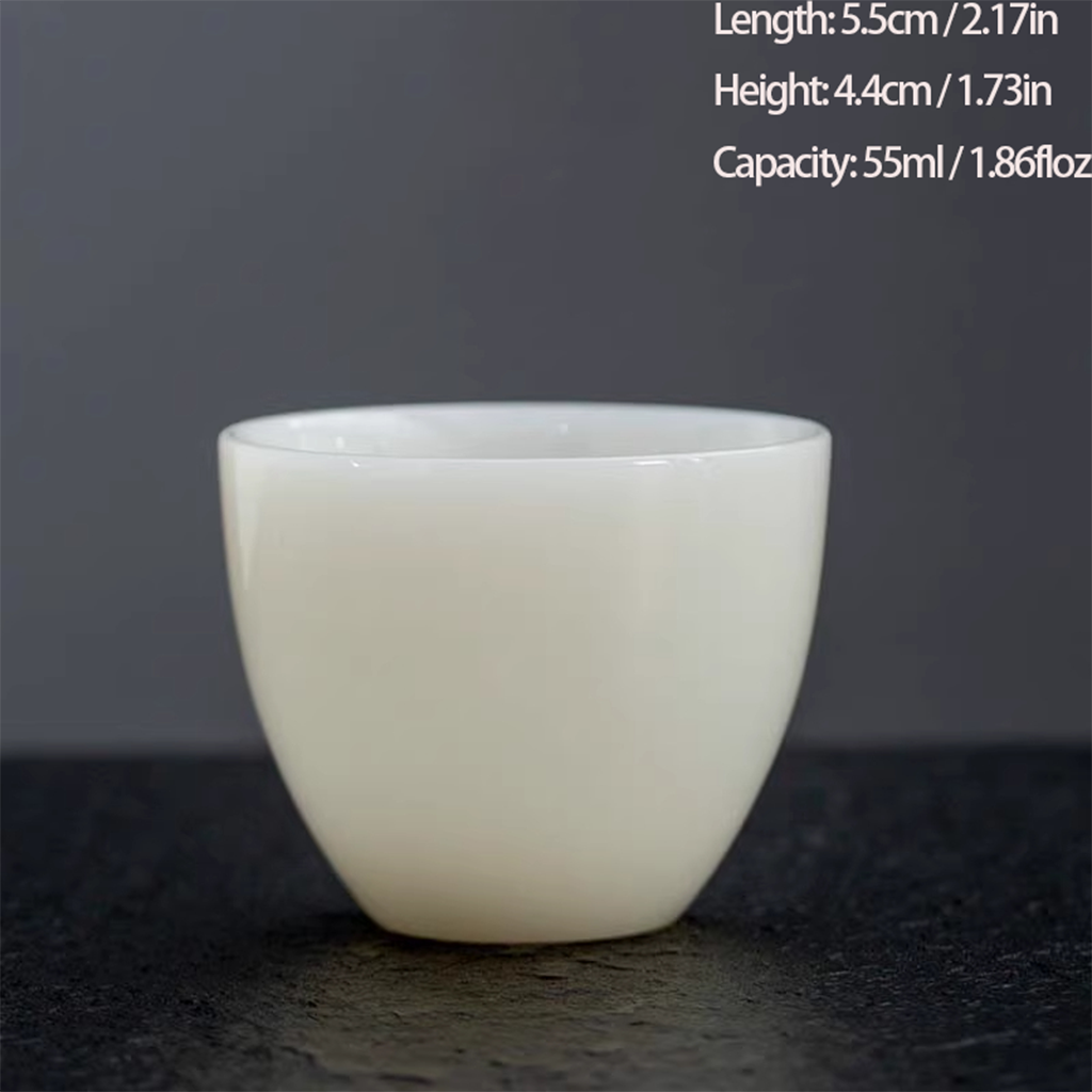 Ice Jade Glaze Porcelain Teacup – Smooth Sheep Fat Luster | Zen Ara Grove