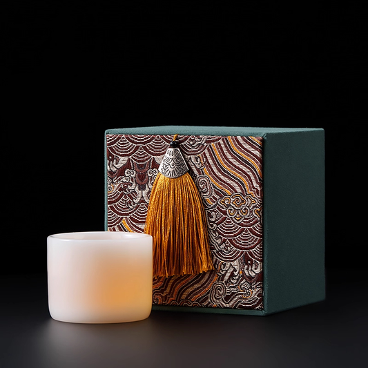 Ivory Glaze Thumb-Ring Teacup – Jade-Like Luster, Cool Smooth Touch | Zen Ara Grove