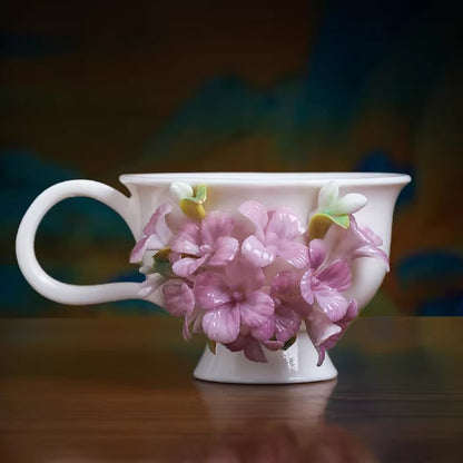 Limited Time Offer · Handcrafted Heritage Porcelain Cup – Iris Blossoms Growing from the Surface | Zen Ara Grove