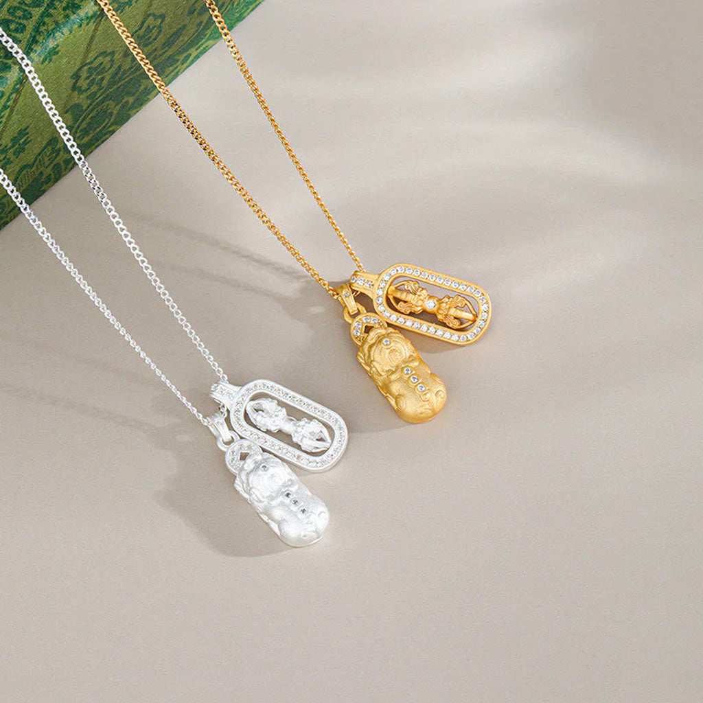 S925 Sterling Silver Pixiu Vajra Pendant Necklace – Prosperity & Protection | Zen Ara Grove