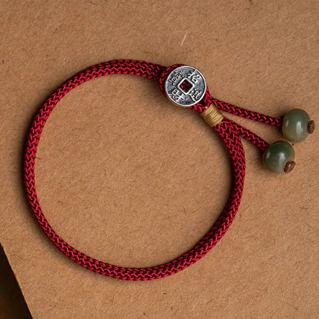 LIMITED TIME OFFER | Handmade Red Rope Bracelet with Green Bodhi Bead – Twelve Zodiac Buddha for Protection | Zen Ara Grove
