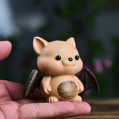 Whimsical Beech Wood Baby Bat – Artisanal Joint Design Wooden Decor | Zen Ara Grove