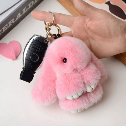 Fluffy Bunny Keychain – Symbol of Warm Blessing | Zen Ara Grove