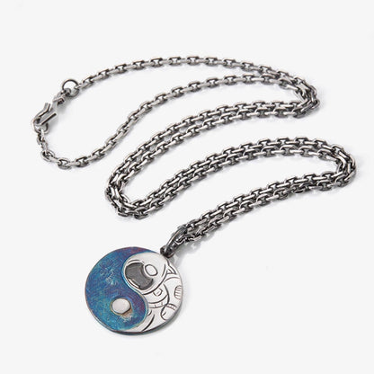 Custom 99 Silver Yin‑Yang Galaxy Pendant – Personalized Necklace of Courage & Infinity | Zen Ara Grove