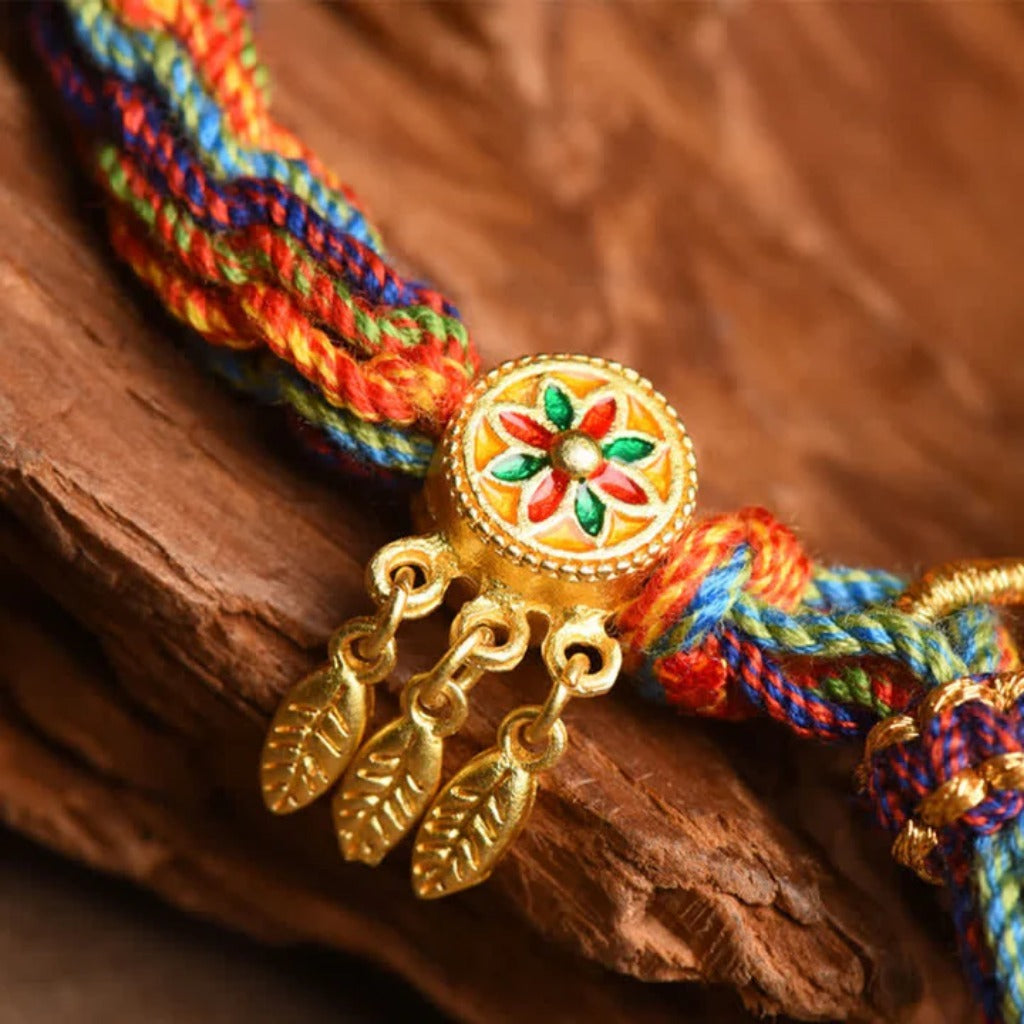 Spin Your Luck Bracelet: Handwoven Color Strings with Secret Charms