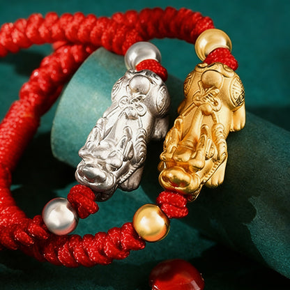 Adjustable 999 Silver Red Rope Pixiu for Children – Blessing & Protection | Zen Ara Grove