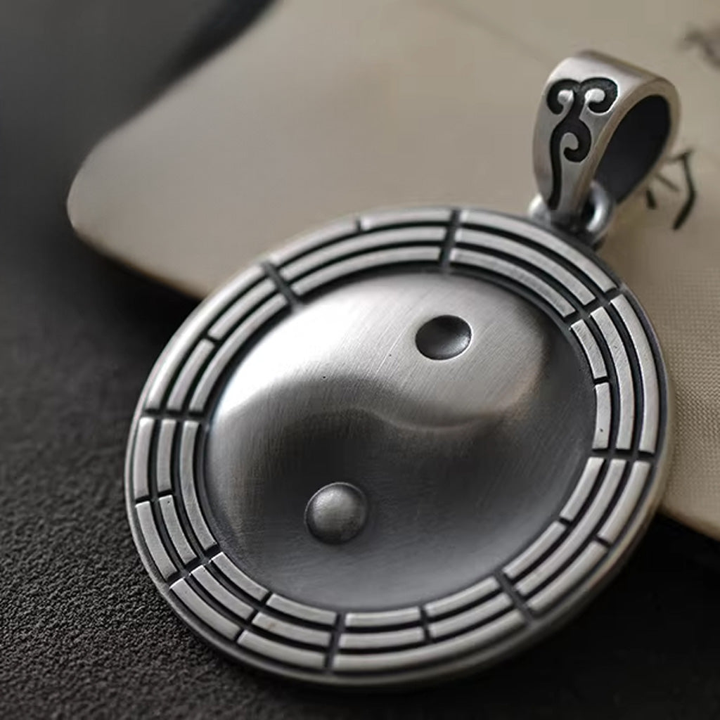 Solid 999 Fine Silver  Taiji Bagua Pendant Necklace – Symbol of Harmony and Inner Balance | Zen Ara Grove