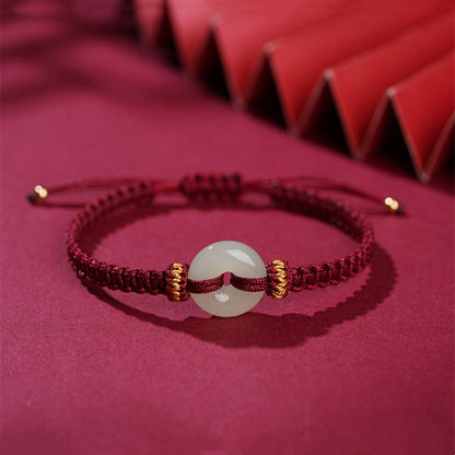 Hetian Jade Safety Knot Handwoven Bracelet – Luck & Prosperity | Zen Ara Grove
