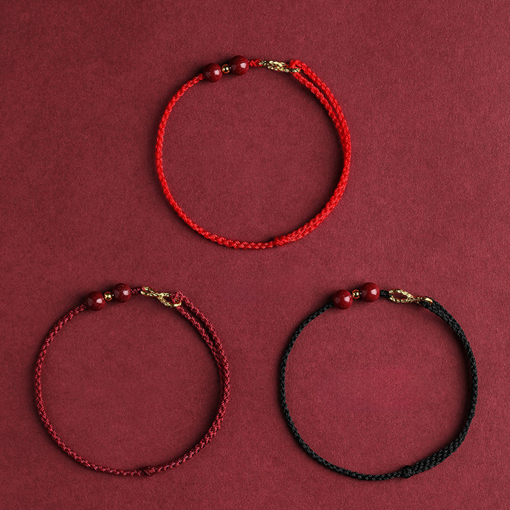 Adjustable Infinity Cord Bracelet with Cinnabar Beads