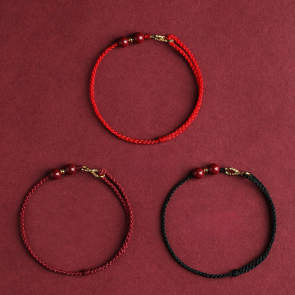 Adjustable Infinity Cord Bracelet with Cinnabar Beads