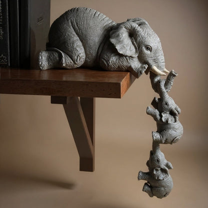 Elephant Family Figurines – Mother and Two Calves, Symbol of Love & Protection | Zen Ara Grove