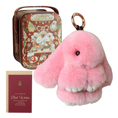 Fluffy Bunny Keychain – Symbol of Warm Blessing | Zen Ara Grove