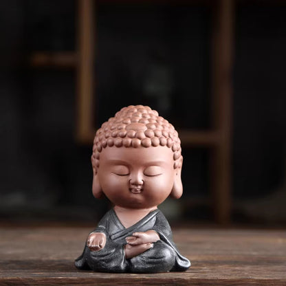 Mini Zen Buddha Statue – Purple Clay Ceramic in Meditative Pose for Inner Peace | Zen Ara Grove
