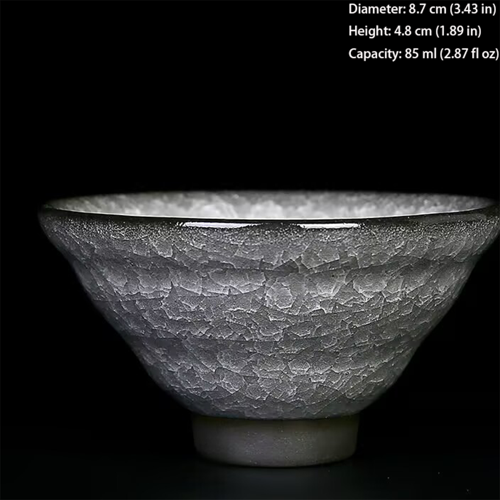 Handcrafted Ceramic Teacup with Unique Ice Crack Pattern | Zen Ara Grove